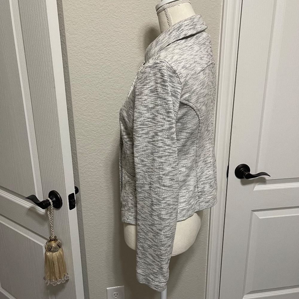 Cabi- Heather Gray French Terry Neo Marled Zip Front Moto Jacket- Small (5102) - Picture 4 of 14